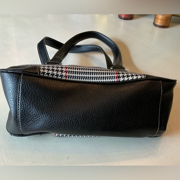 Equestrian Houndstooth Satchel Horsebit Print Black Faux Leather Chaps Handbag - Picture 10 of 14